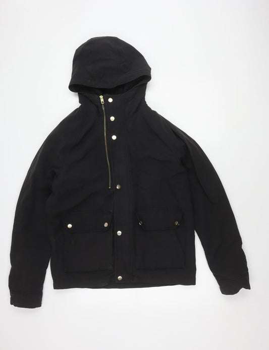 Zara Man Denim Black Parka Jacket L Hooded