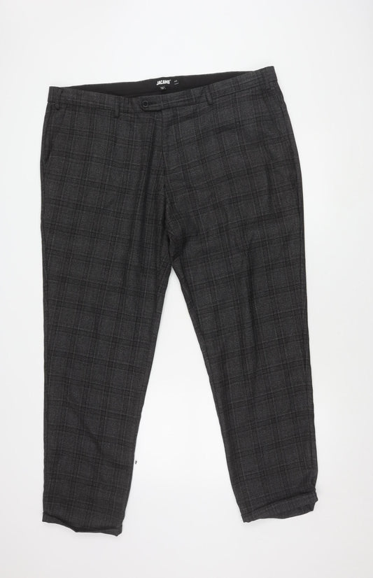 Jacamo Grey Checked Men's Trousers 44R