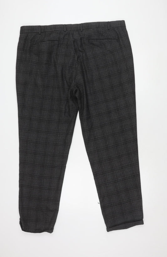 Jacamo Grey Checked Men's Trousers 44R