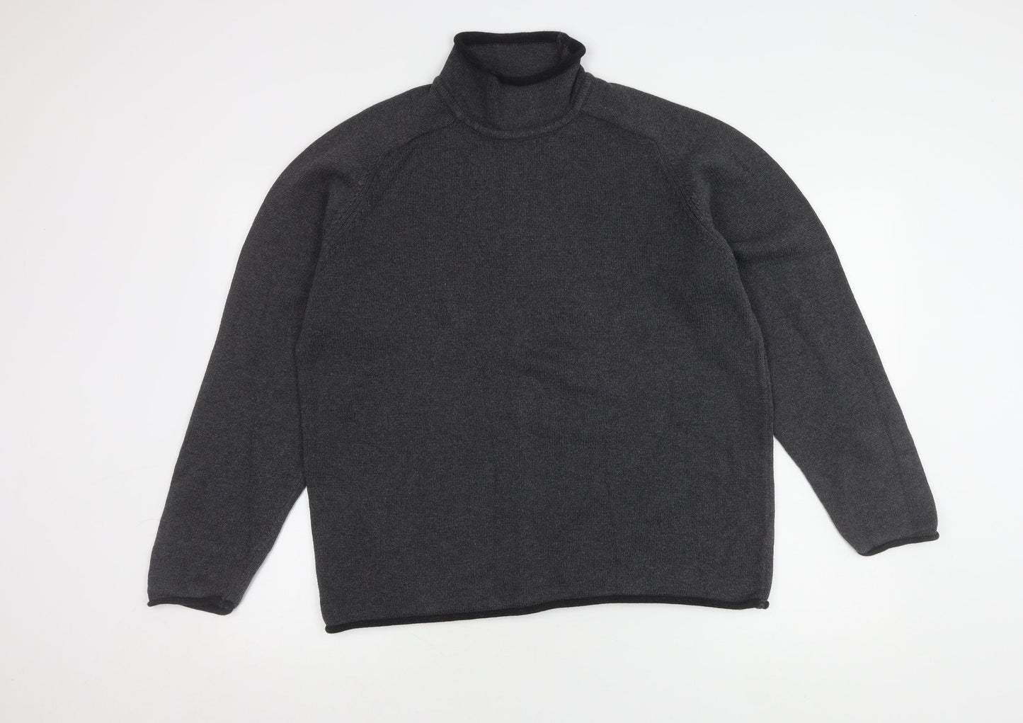 Next Men's Large Grey Cotton Jumper, High Neck