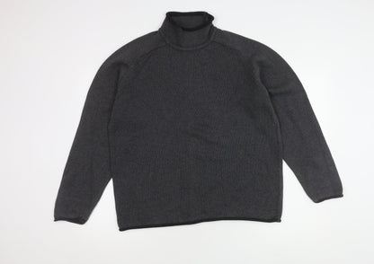 Next Men's Large Grey Cotton Jumper, High Neck