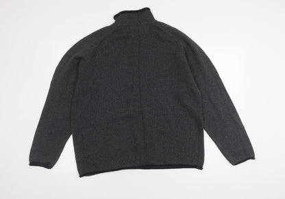 Next Men's Large Grey Cotton Jumper, High Neck