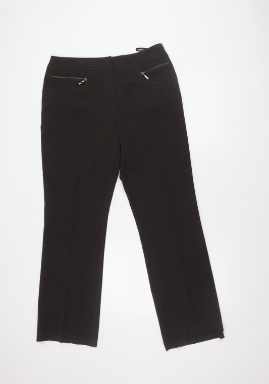 Womens UK Size 12 BHS Regular Fit Casual Black Trousers