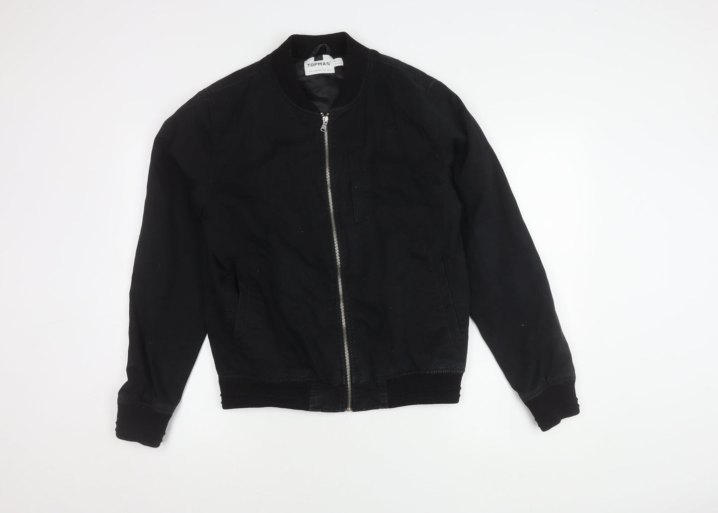 Mens UK Size M Topman Black Bomber Jacket