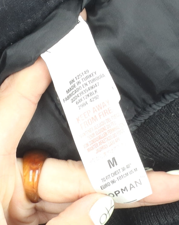 Mens UK Size M Topman Black Bomber Jacket
