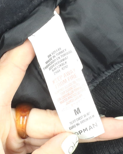 Mens UK Size M Topman Black Bomber Jacket
