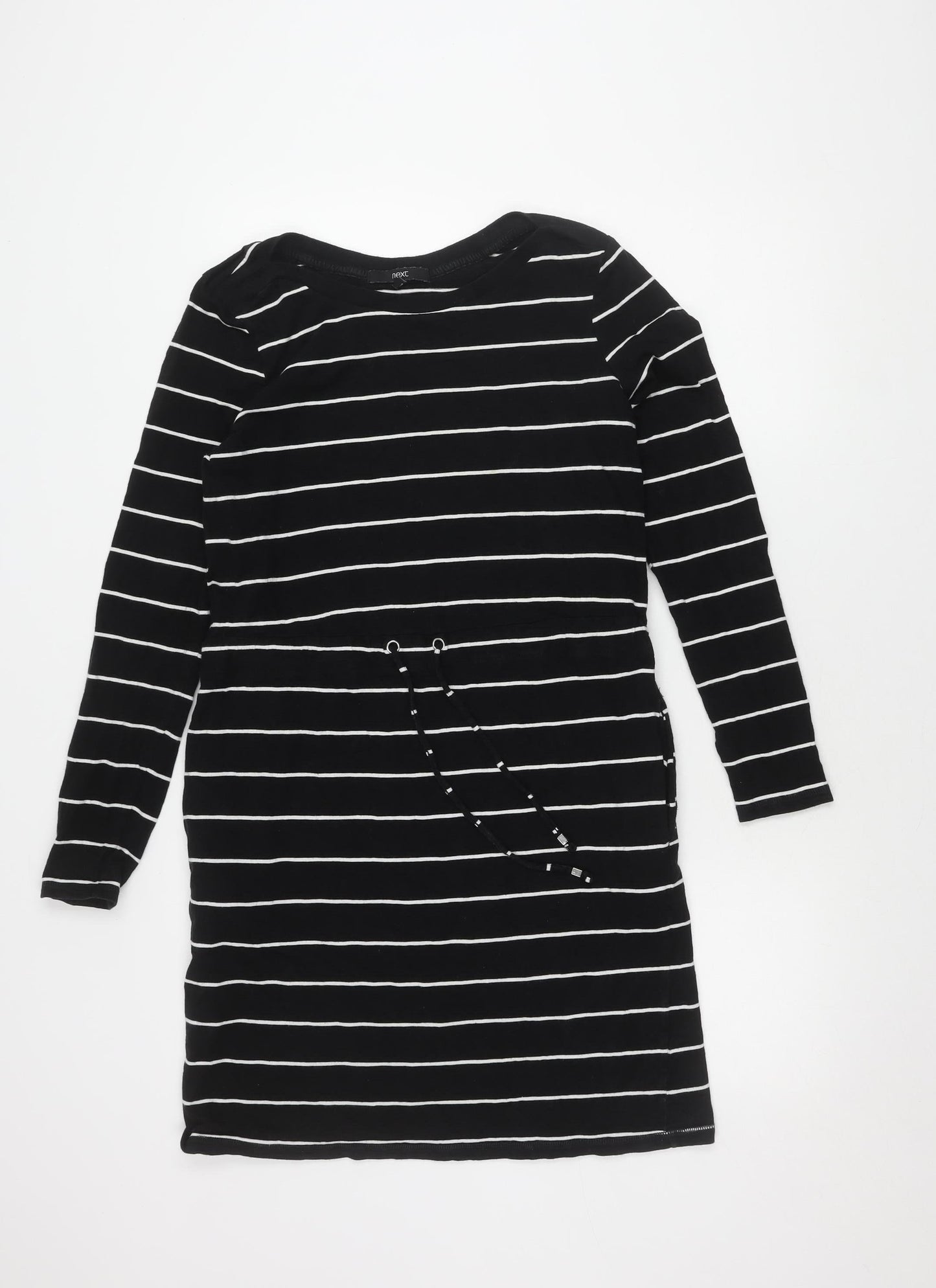 Next Women's Black Striped Cotton Dress Size 10