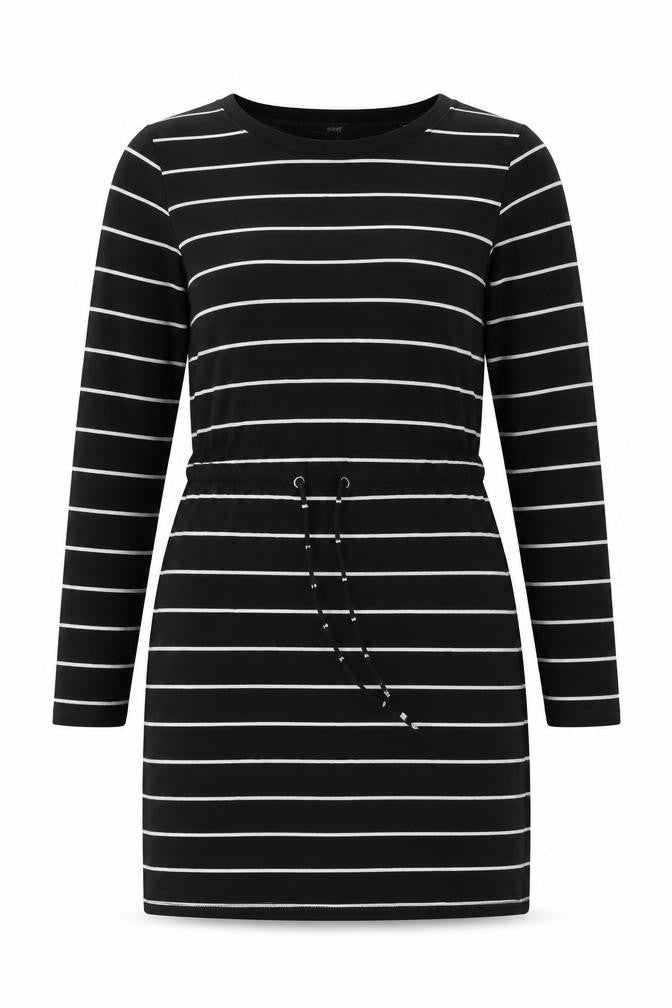 Next Women's Black Striped Cotton Dress Size 10