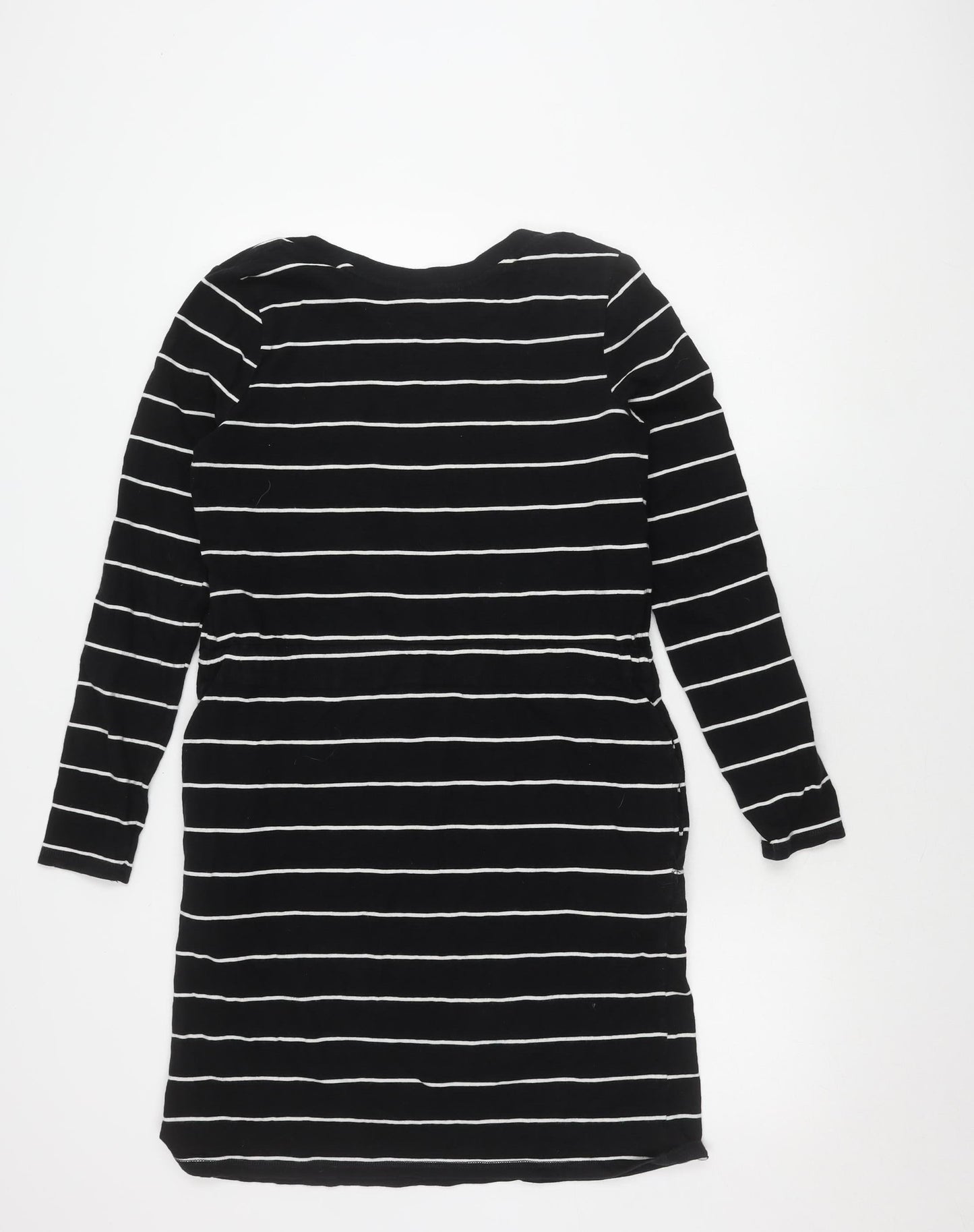 Next Women's Black Striped Cotton Dress Size 10