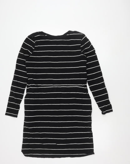 Next Women's Black Striped Cotton Dress Size 10