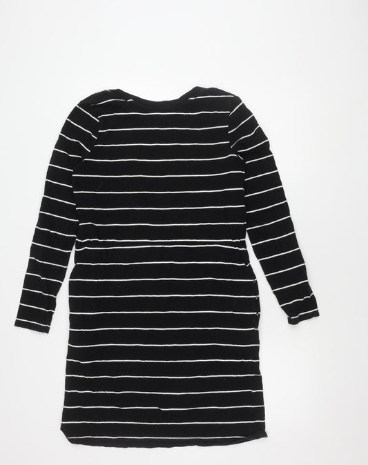 Next Women's Black Striped Cotton Dress Size 10
