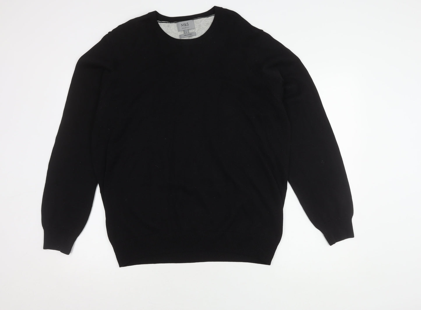 Marks and Spencer Men's Black Cotton Jumper L