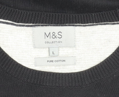 Marks and Spencer Men's Black Cotton Jumper L