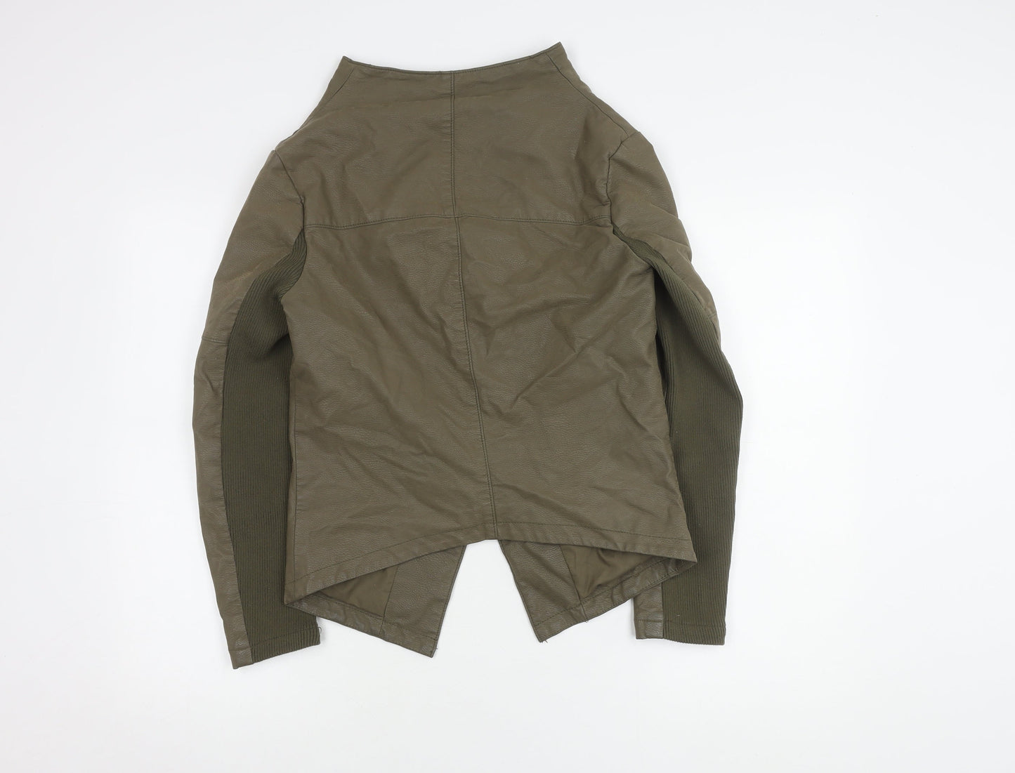 Womens UK Size 10 H&M Green Biker Coat