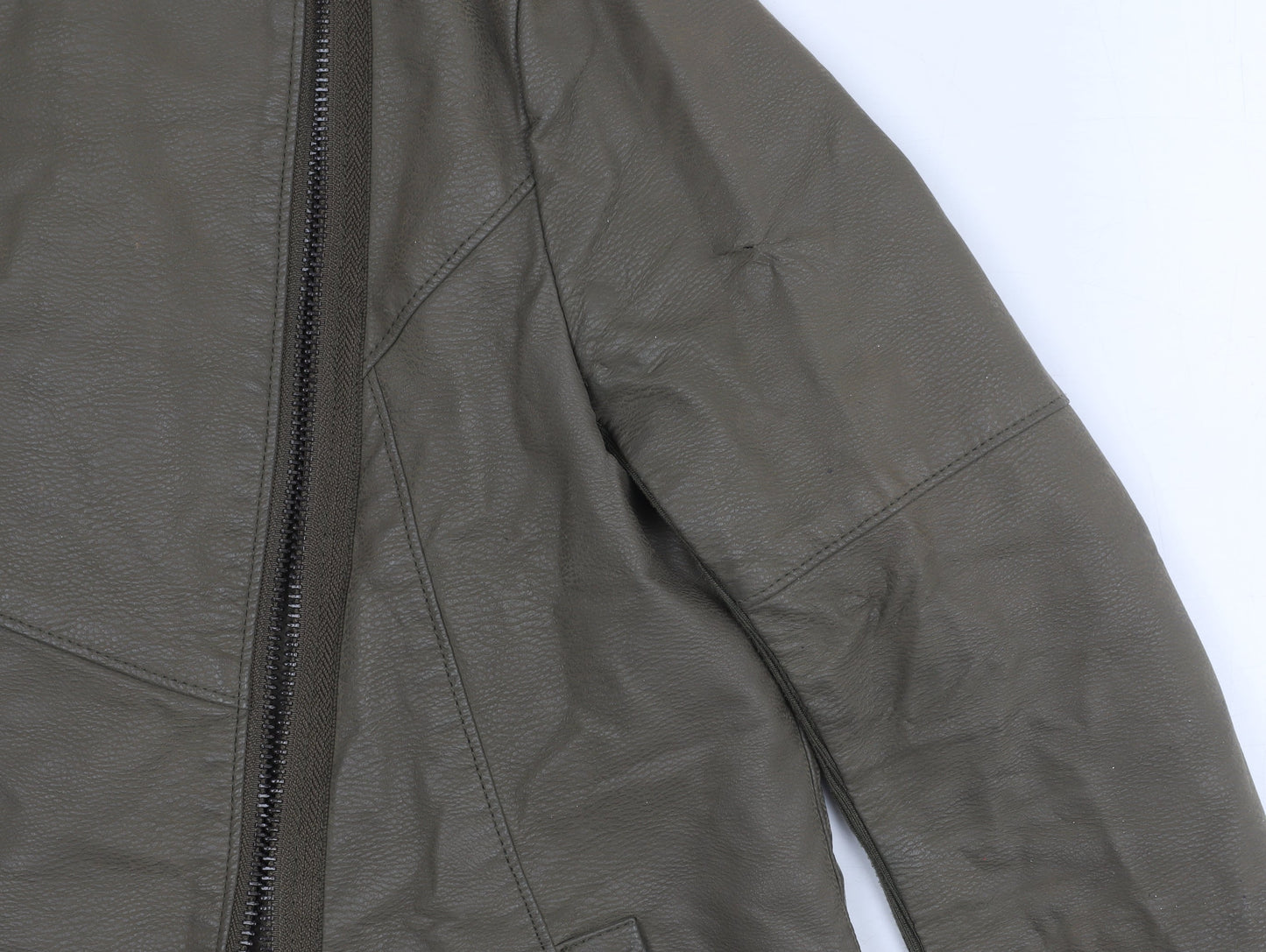 Womens UK Size 10 H&M Green Biker Coat