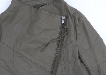 Womens UK Size 10 H&M Green Biker Coat