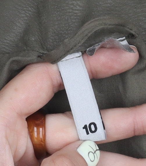 Womens UK Size 10 H&M Green Biker Coat