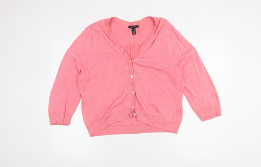 Lands' End Women's Pink XL Cotton Cardigan