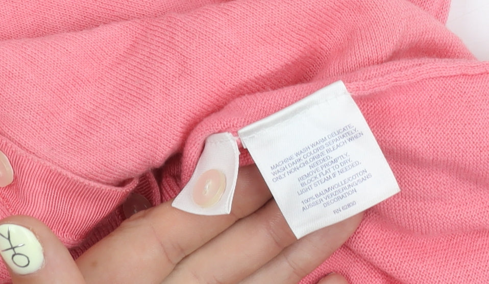 Lands' End Women's Pink XL Cotton Cardigan