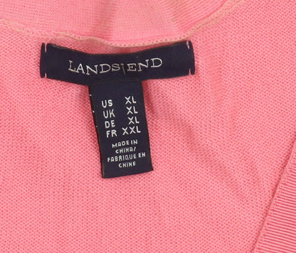 Lands' End Women's Pink XL Cotton Cardigan