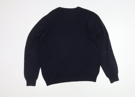 Marks and Spencer Men's Blue Medium Pullover Jumper