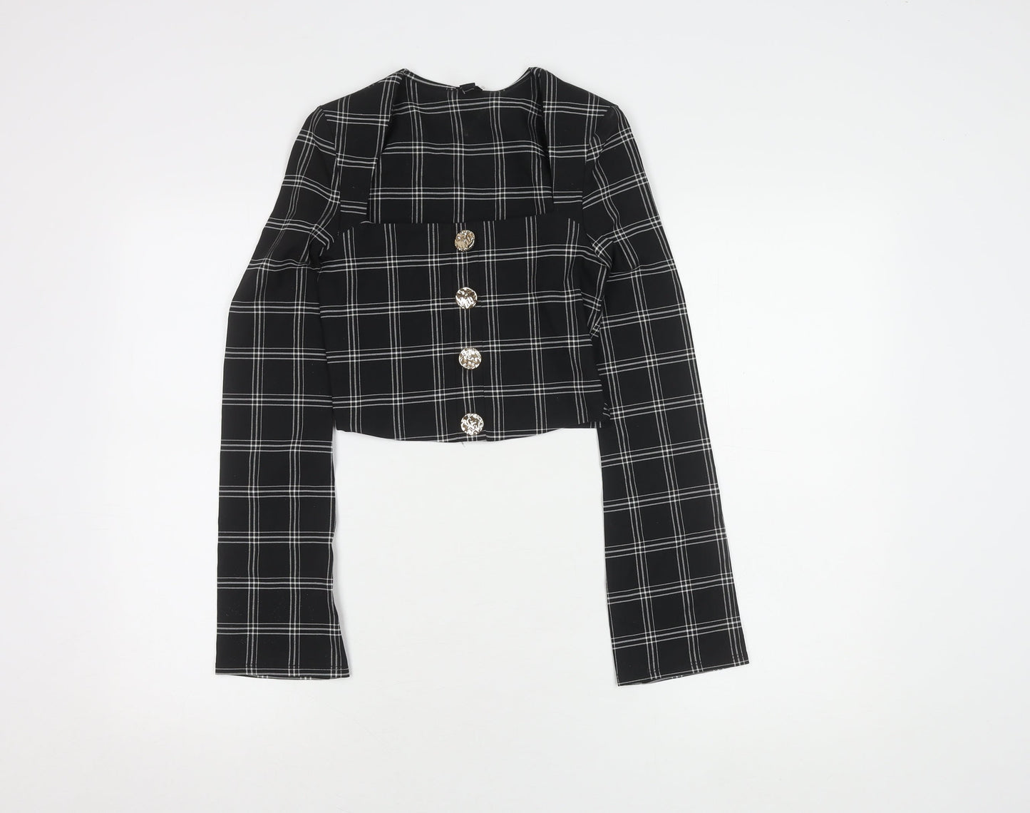 Womens UK Size 6 River Island Black Cropped Blouse