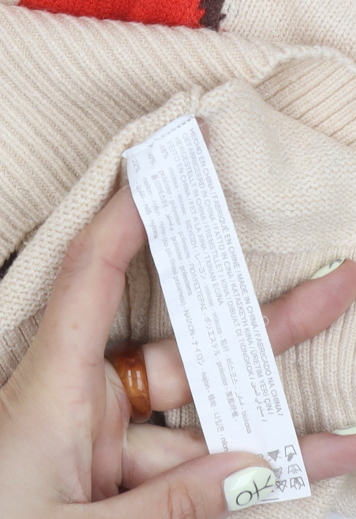 Womens UK Size 12 Stradivarius Beige Pullover Jumper