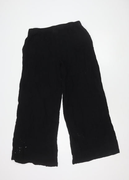 Weekday Women's Black Linen Elastic Waist Trousers Size S