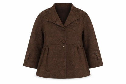 Fusion Women's Brown 3/4 Sleeve Floral Blazer Lined