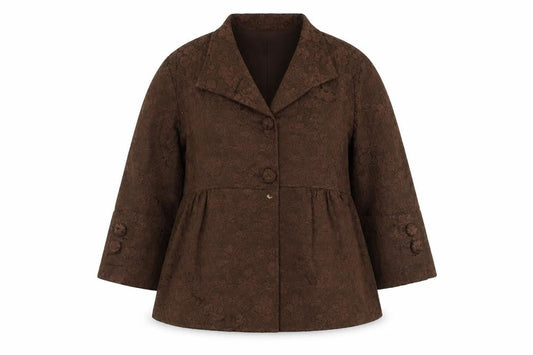Fusion Women's Brown 3/4 Sleeve Floral Blazer Lined