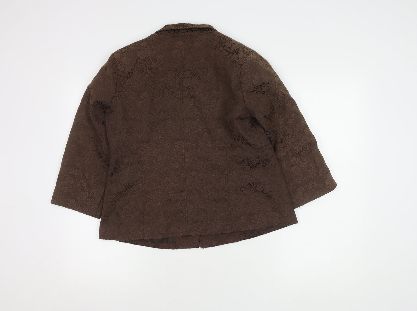 Fusion Women's Brown 3/4 Sleeve Floral Blazer Lined