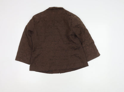 Fusion Women's Brown 3/4 Sleeve Floral Blazer Lined