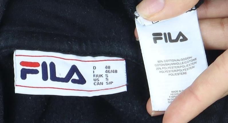 Mens UK Size S FILA Black Pullover Hoodie