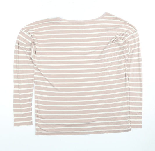 Henri Lloyd Women's Pink Striped T-Shirt M Long Sleeve