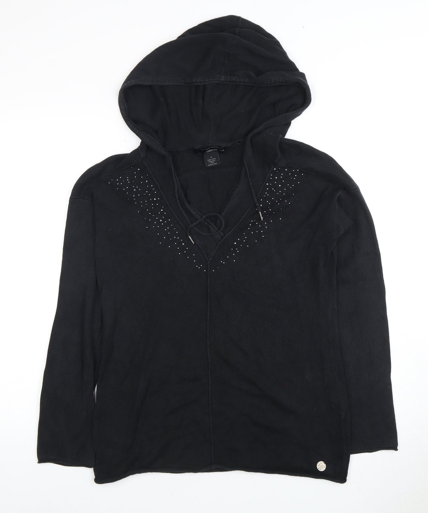 Womens UK Size M Calvin Klein Black Pullover Hoodie