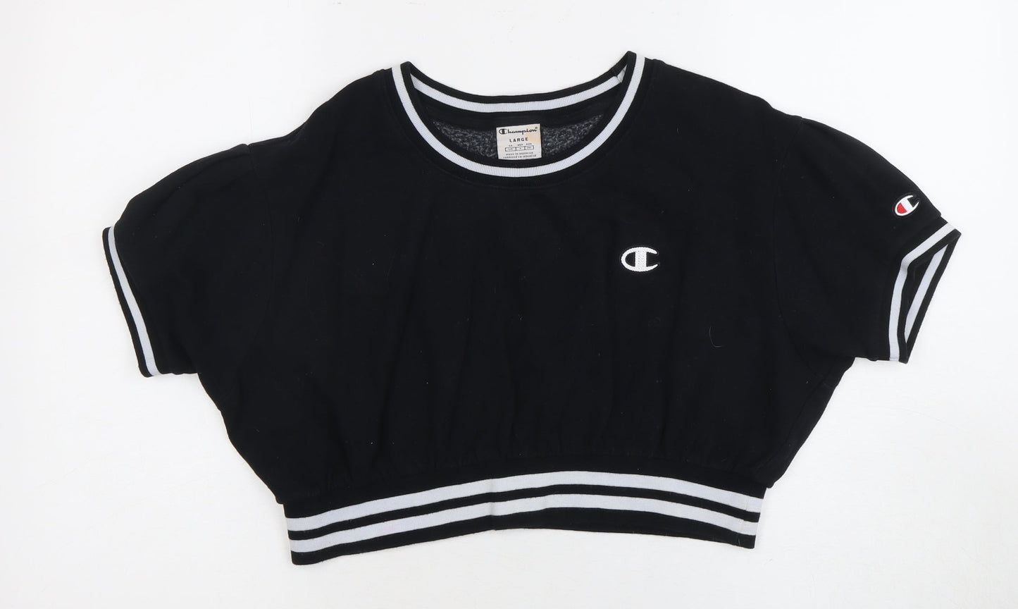 Womens UK Size L Champion Black Cropped T-Shirt