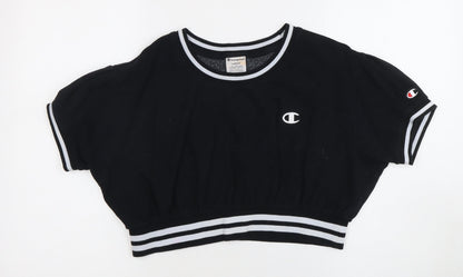 Womens UK Size L Champion Black Cropped T-Shirt