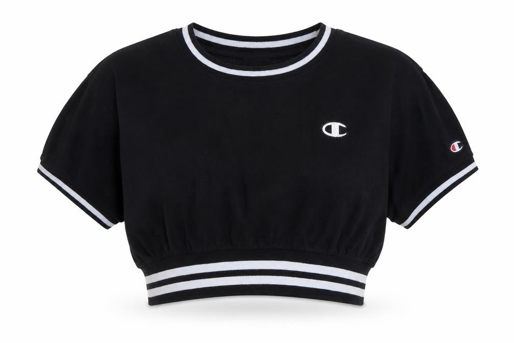 Womens UK Size L Champion Black Cropped T-Shirt