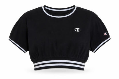 Womens UK Size L Champion Black Cropped T-Shirt
