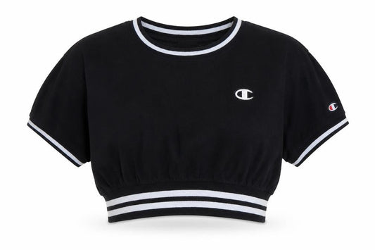 Womens UK Size L Champion Black Cropped T-Shirt