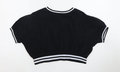 Womens UK Size L Champion Black Cropped T-Shirt