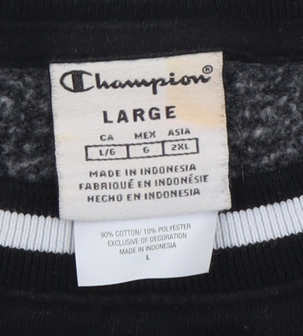 Womens UK Size L Champion Black Cropped T-Shirt