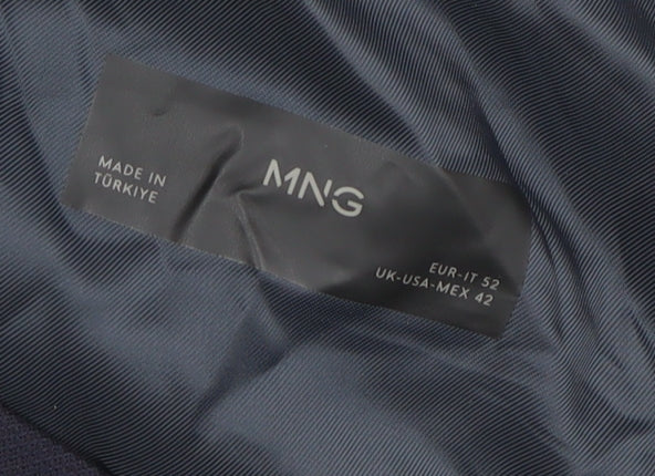 MNG Men's Blue Blazer L Regular Fit Formal Jacket
