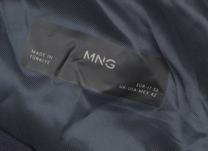 MNG Men's Blue Blazer L Regular Fit Formal Jacket