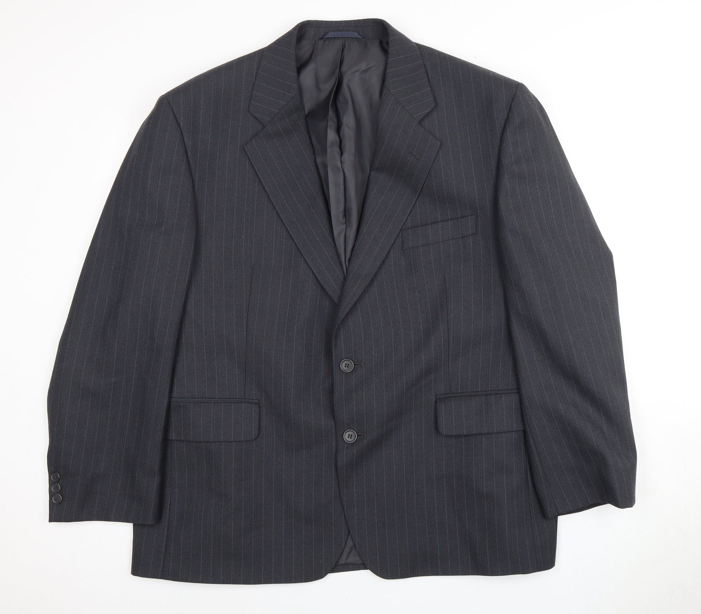 Karl Alexander Men's Grey  Striped Blazer, Size 46S Business Attire