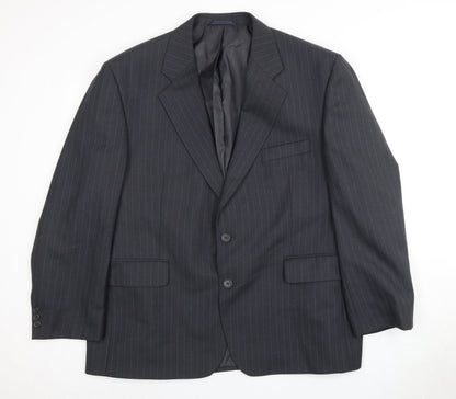Karl Alexander Men's Grey  Striped Blazer, Size 46S Business Attire