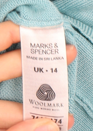 Womens UK Size 14 Marks and Spencer Blue Pullover Jumper
