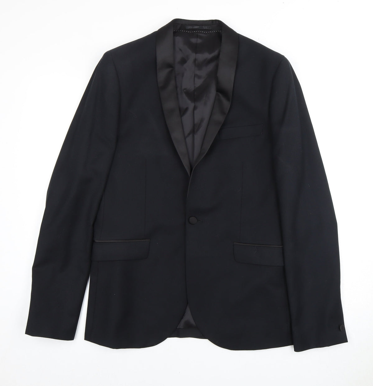 Mens UK Size 38 Topman Regular Black Suit Tuxedo
