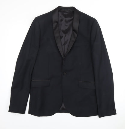 Mens UK Size 38 Topman Regular Black Suit Tuxedo