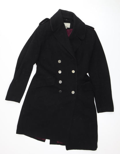 Womens UK Size 8 H&M Black Pea Coat